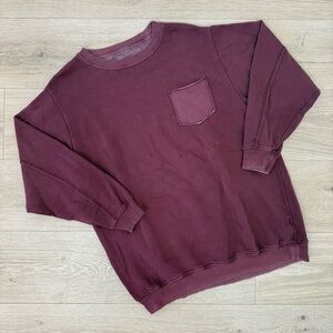 Aerie Burgundy Pocket Oversized Crewneck Sweatshirt
